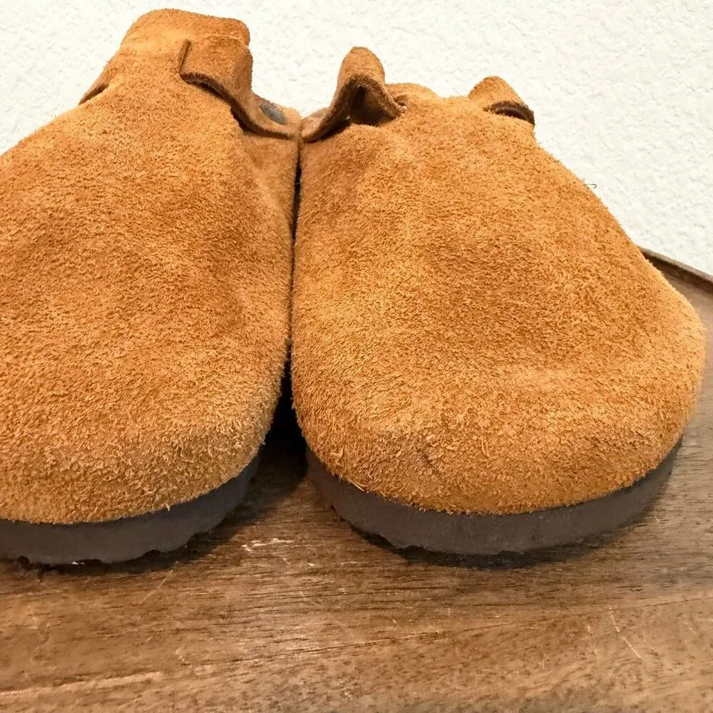 Birkenstock Mink Brown Leather Suede Boston Soft Footbed Clogs Men's Size 12